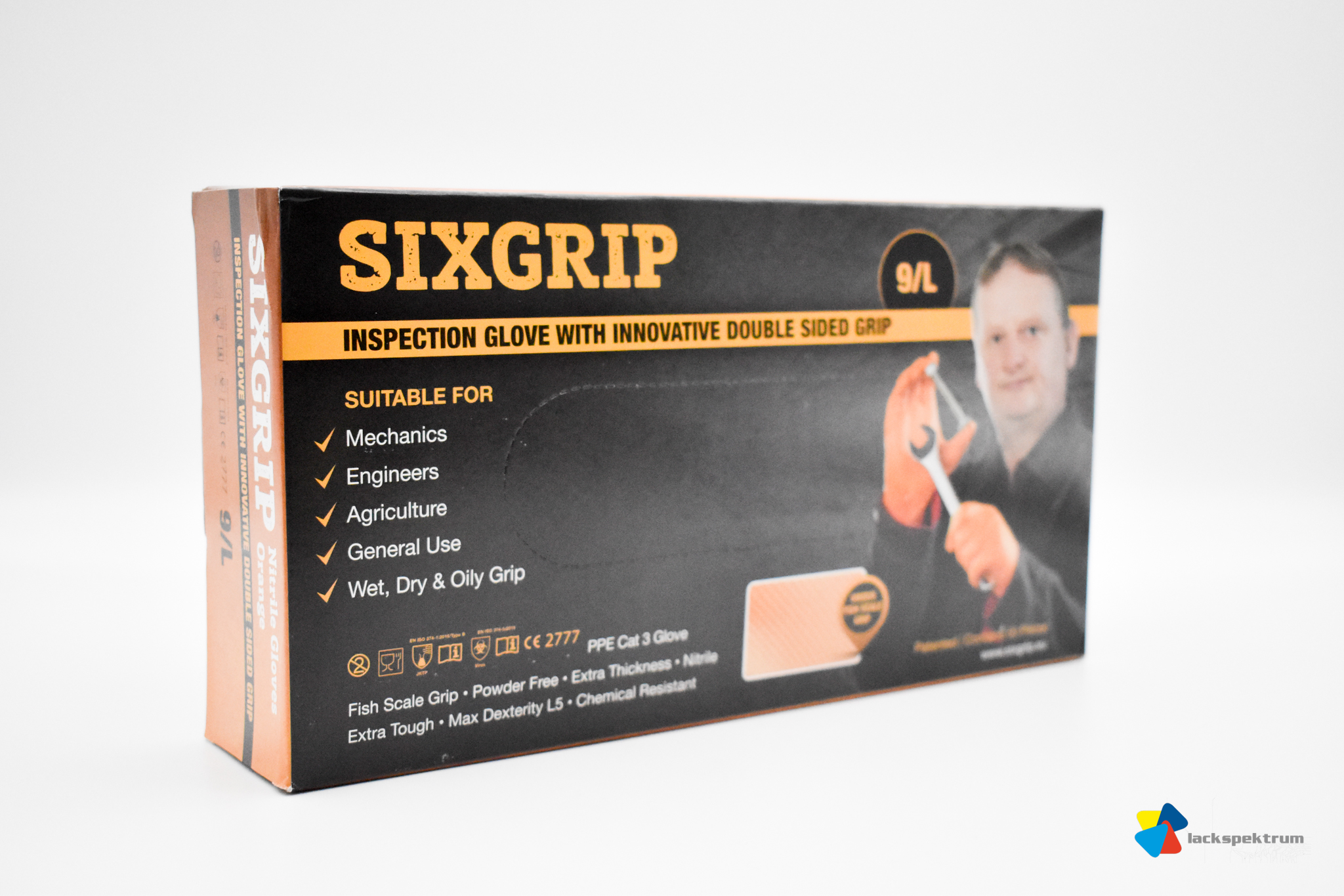 SixGrip Robust Nitril Handschuhe, orange